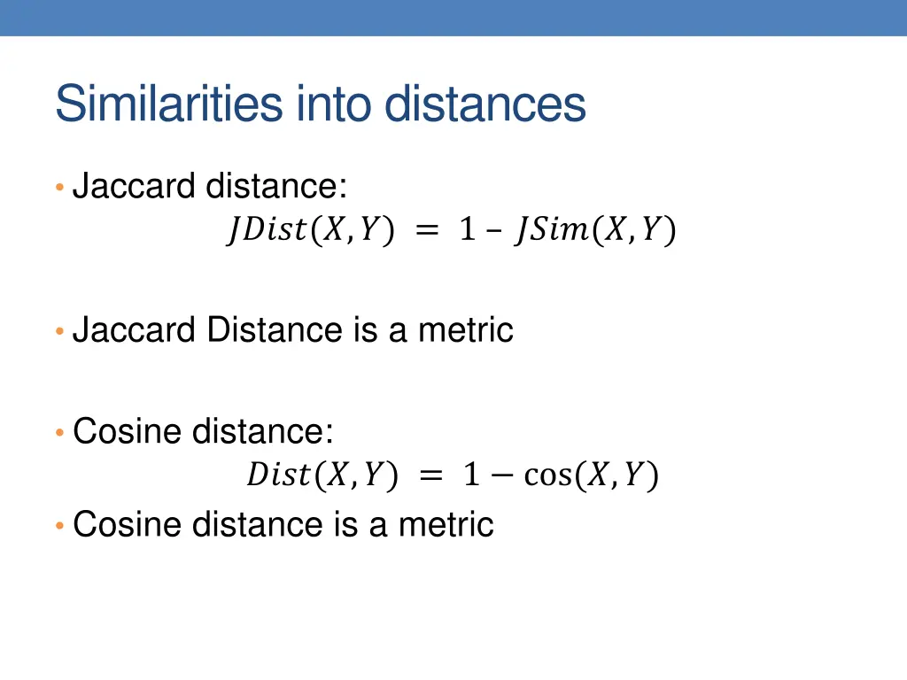 similarities into distances