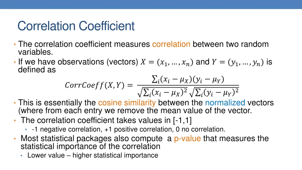 correlation coefficient