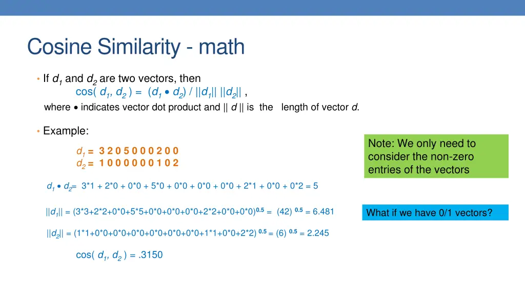 cosine similarity math