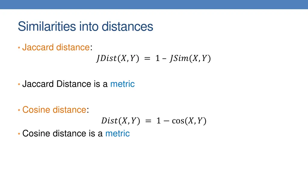 similarities into distances