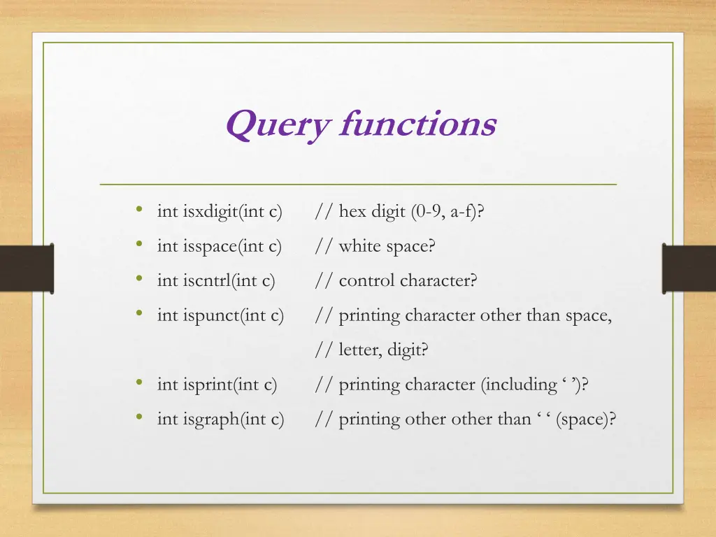 query functions 1