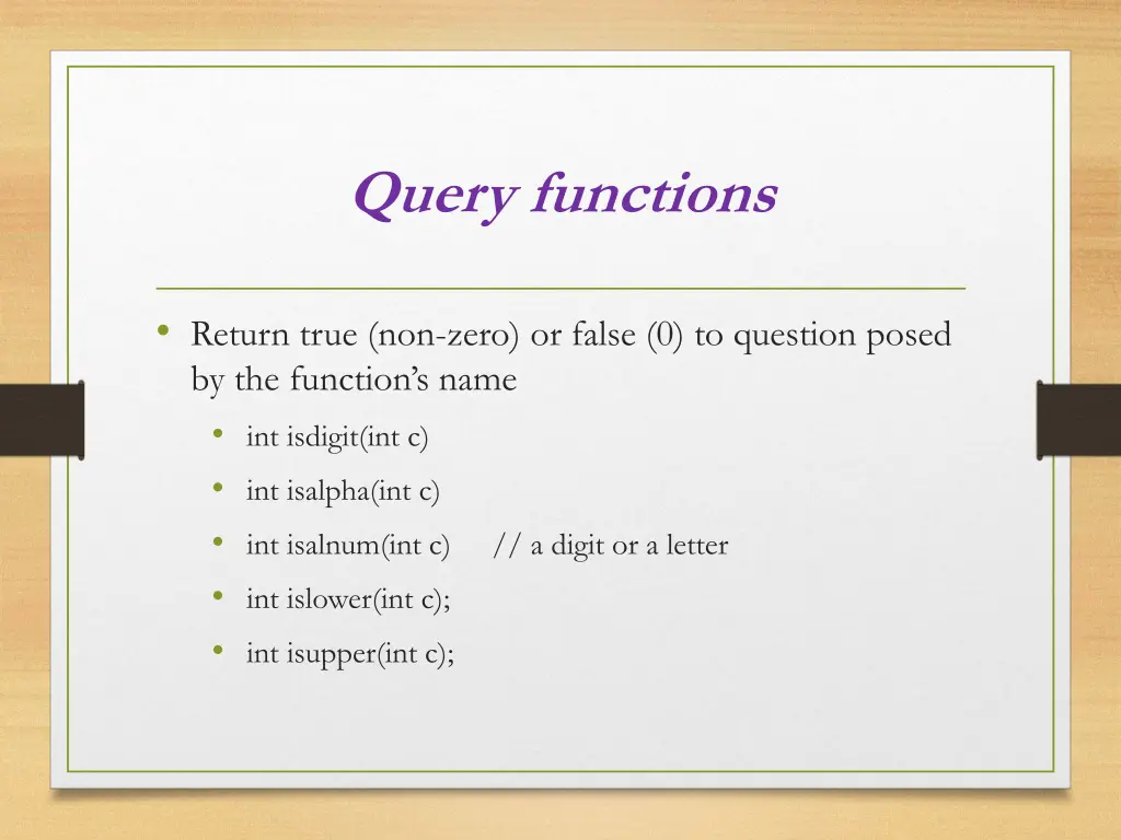 query functions