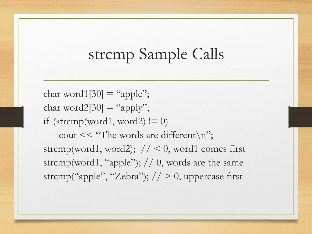 strcmp sample calls