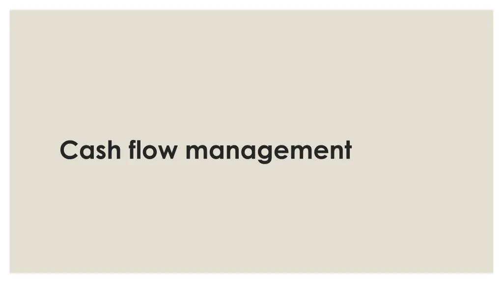 cash flow management