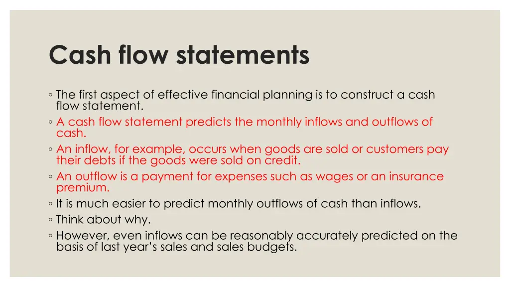 cash flow statements