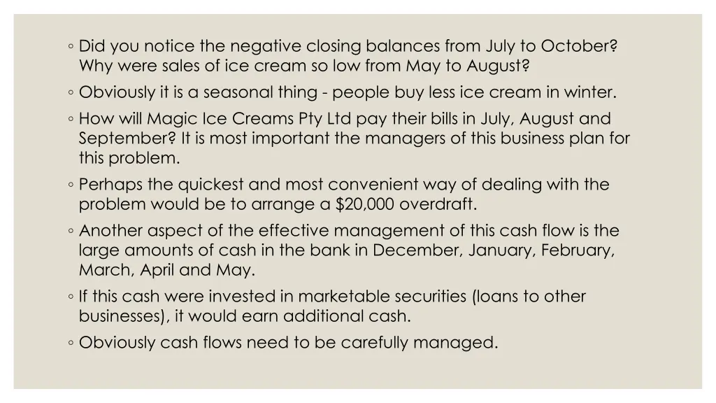 did you notice the negative closing balances from