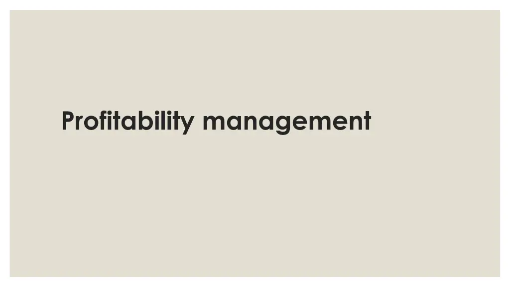 profitability management