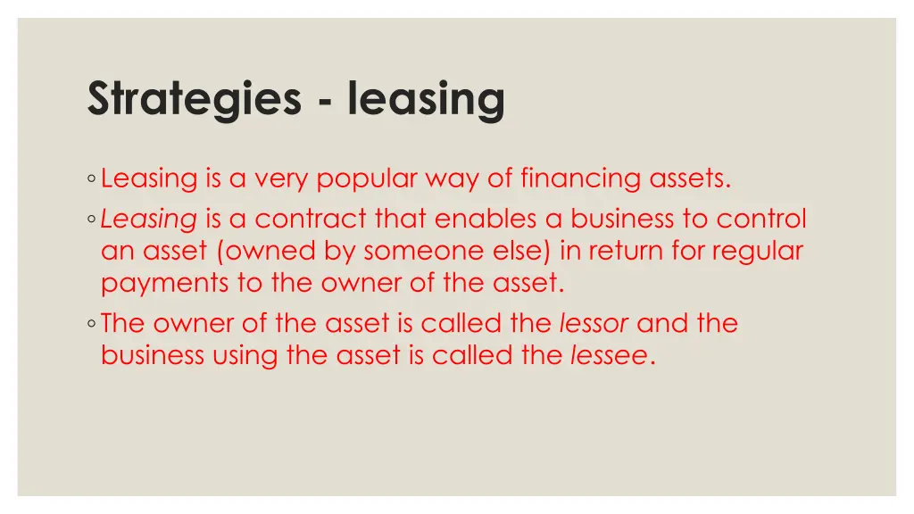 strategies leasing