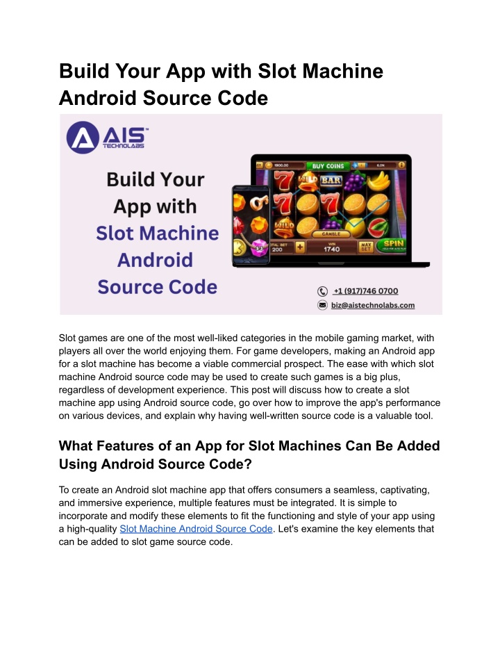 build your app with slot machine android source