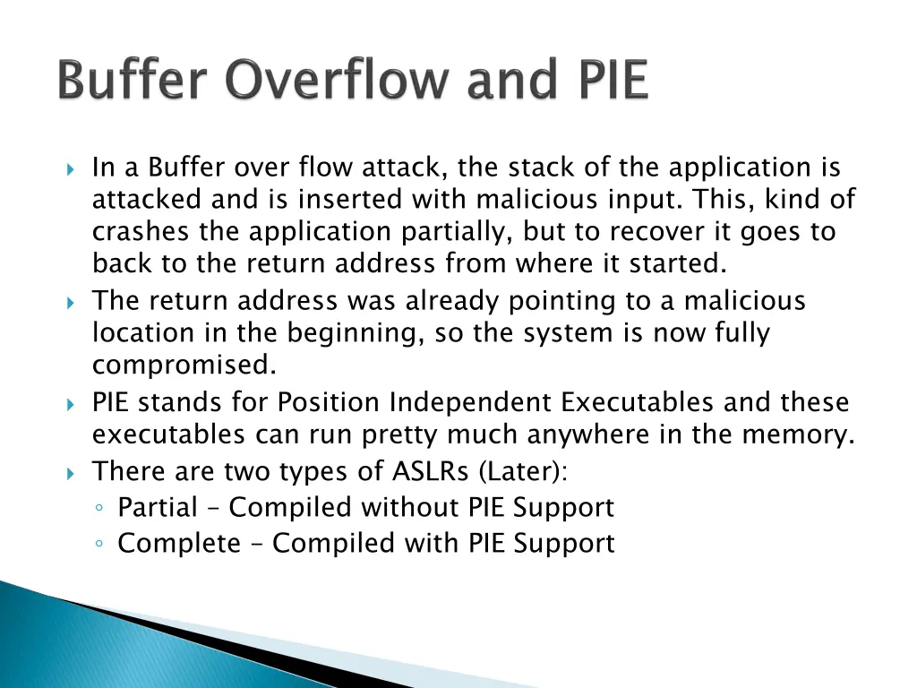 in a buffer over flow attack the stack