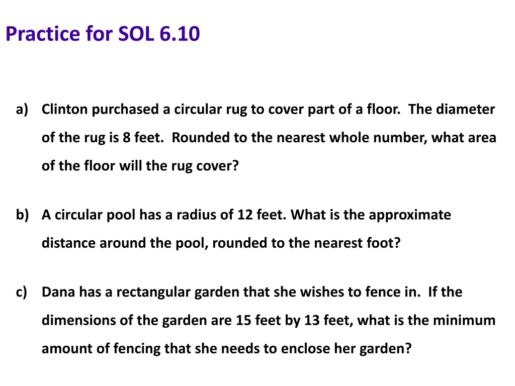 practice for sol 6 10