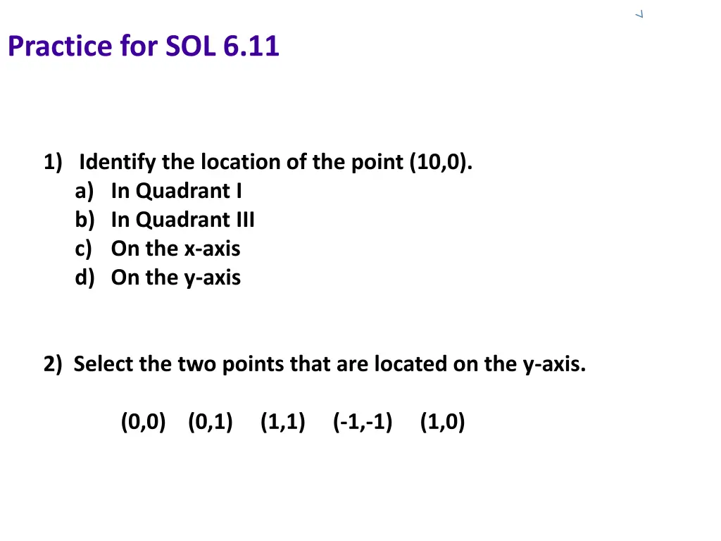 practice for sol 6 11