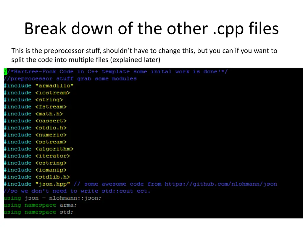 break down of the other cpp files