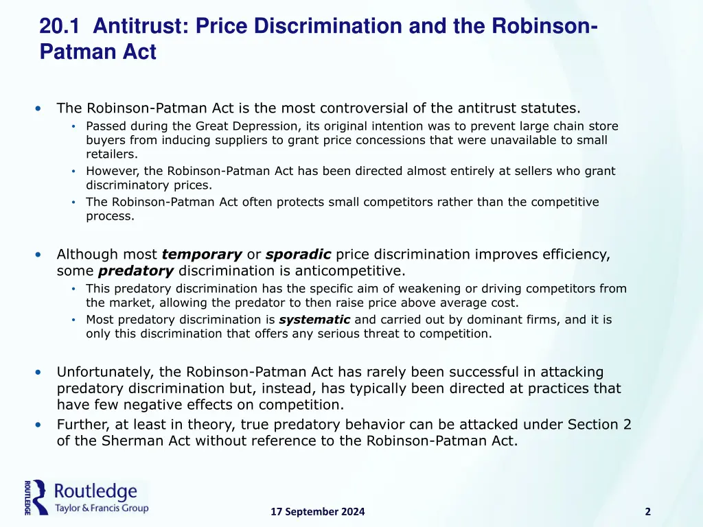 20 1 antitrust price discrimination