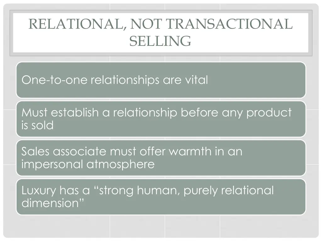 relational not transactional selling