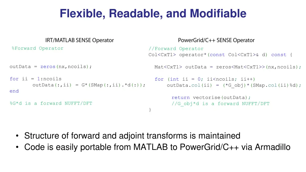 flexible readable and modifiable