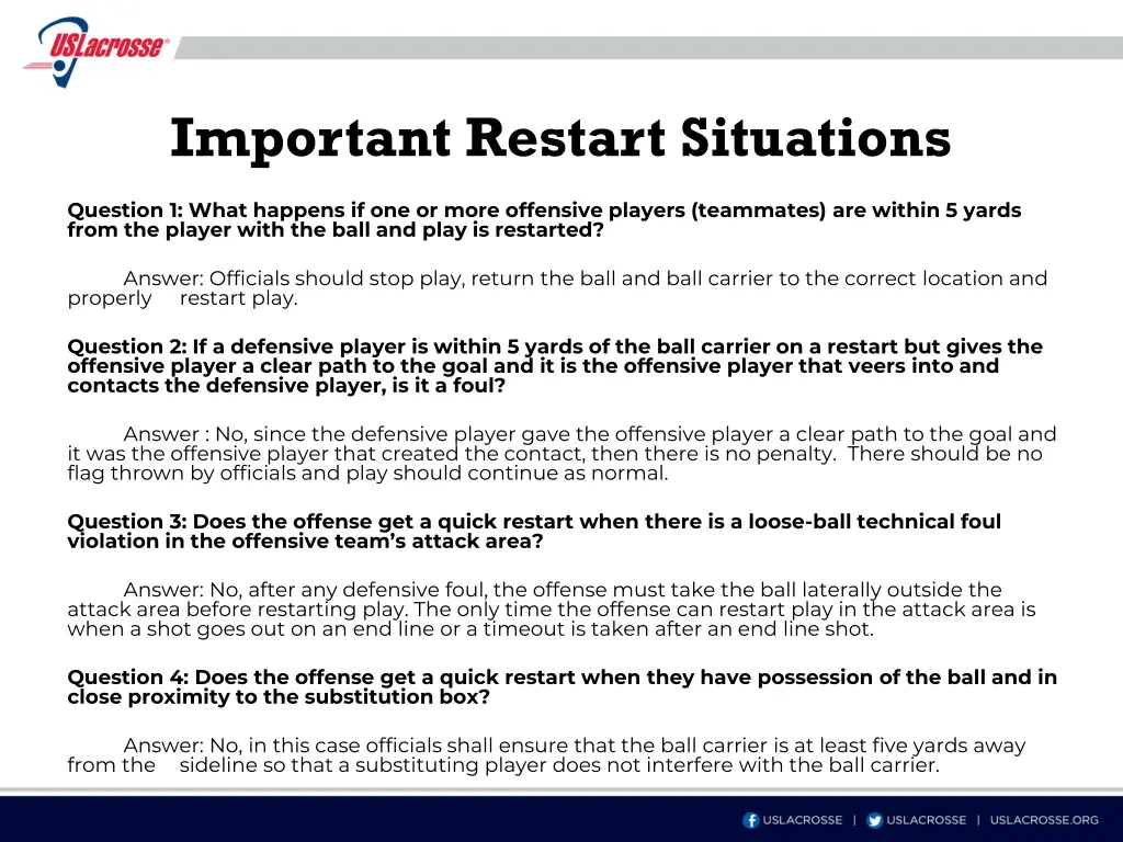 important restart situations