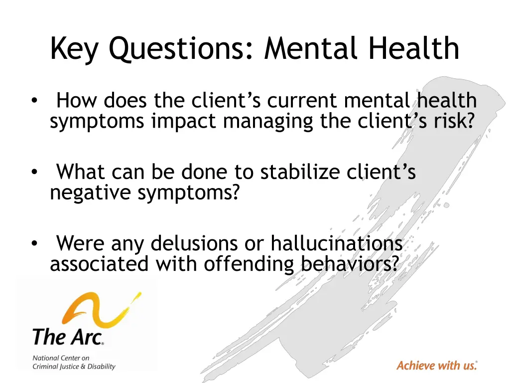 key questions mental health