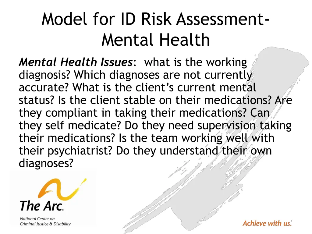 model for id risk assessment mental health mental