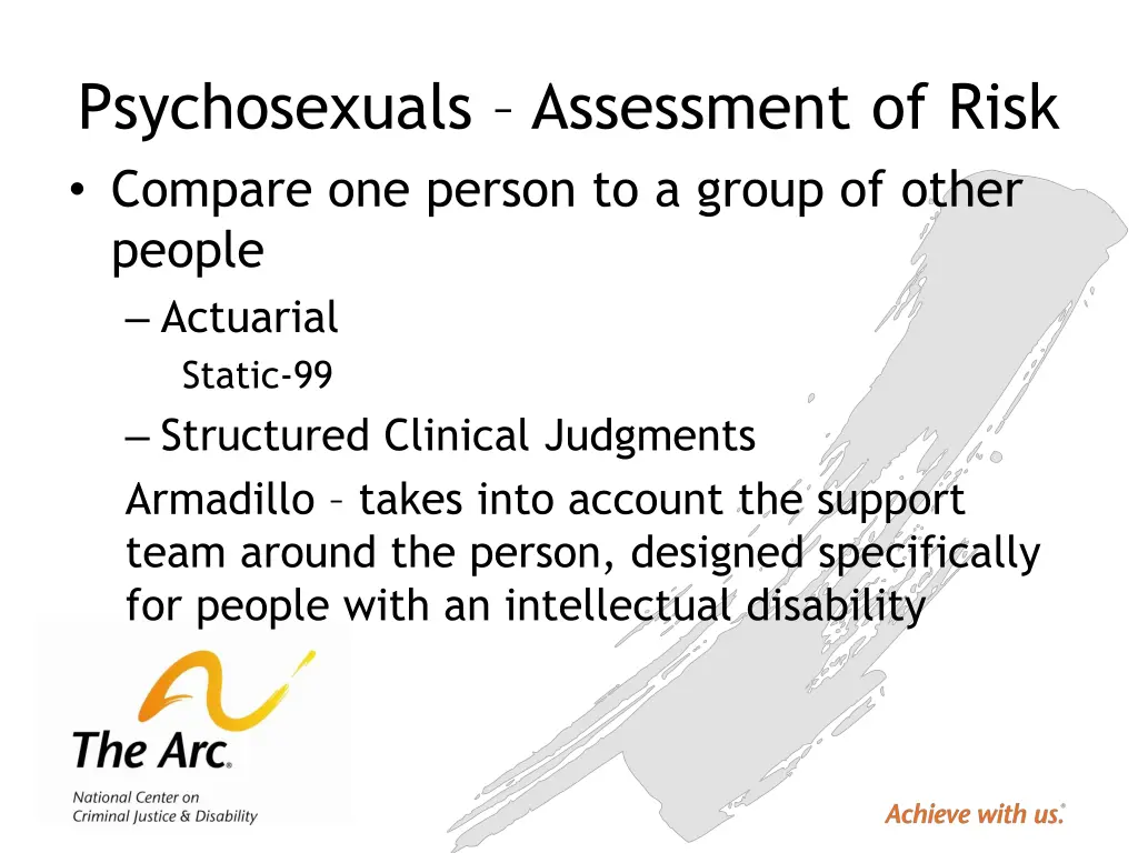 psychosexuals assessment of risk compare