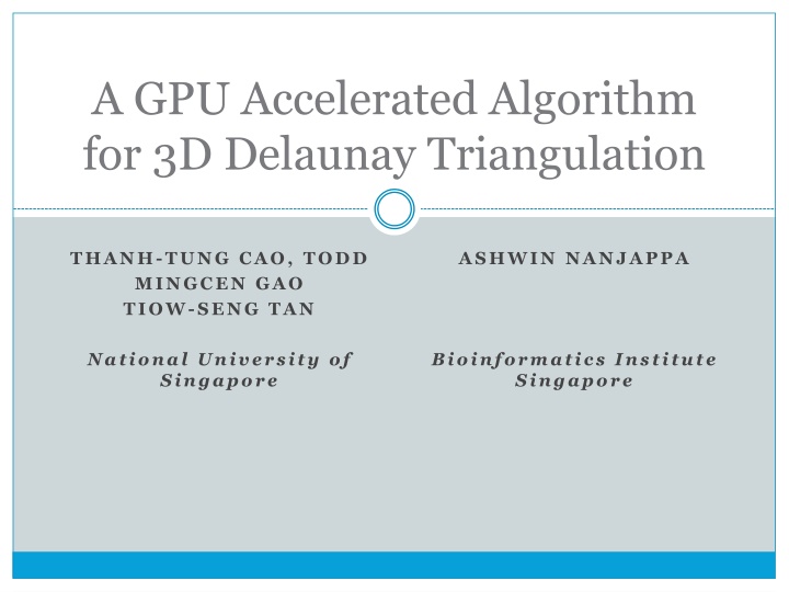 a gpu accelerated algorithm for 3d delaunay