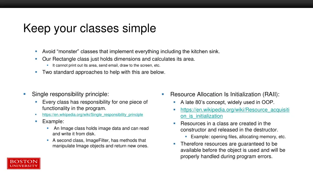 keep your classes simple