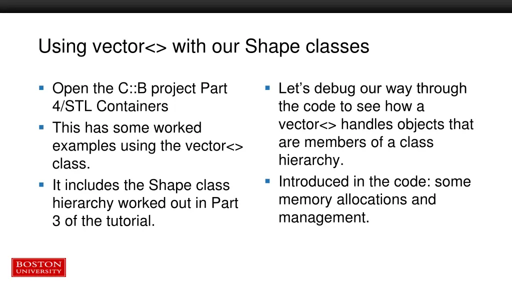 using vector with our shape classes