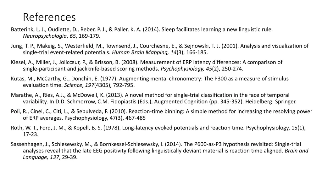 references batterink l j oudiette d reber