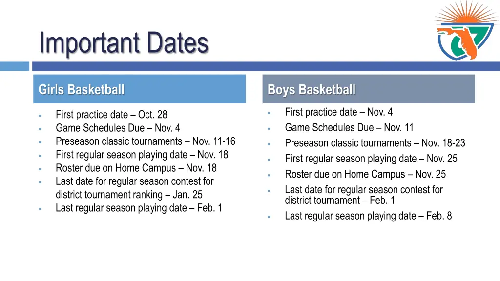 important dates