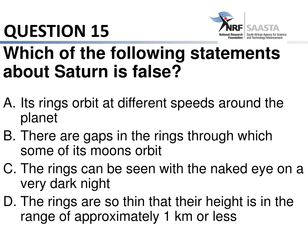 question 15 which of the following statements