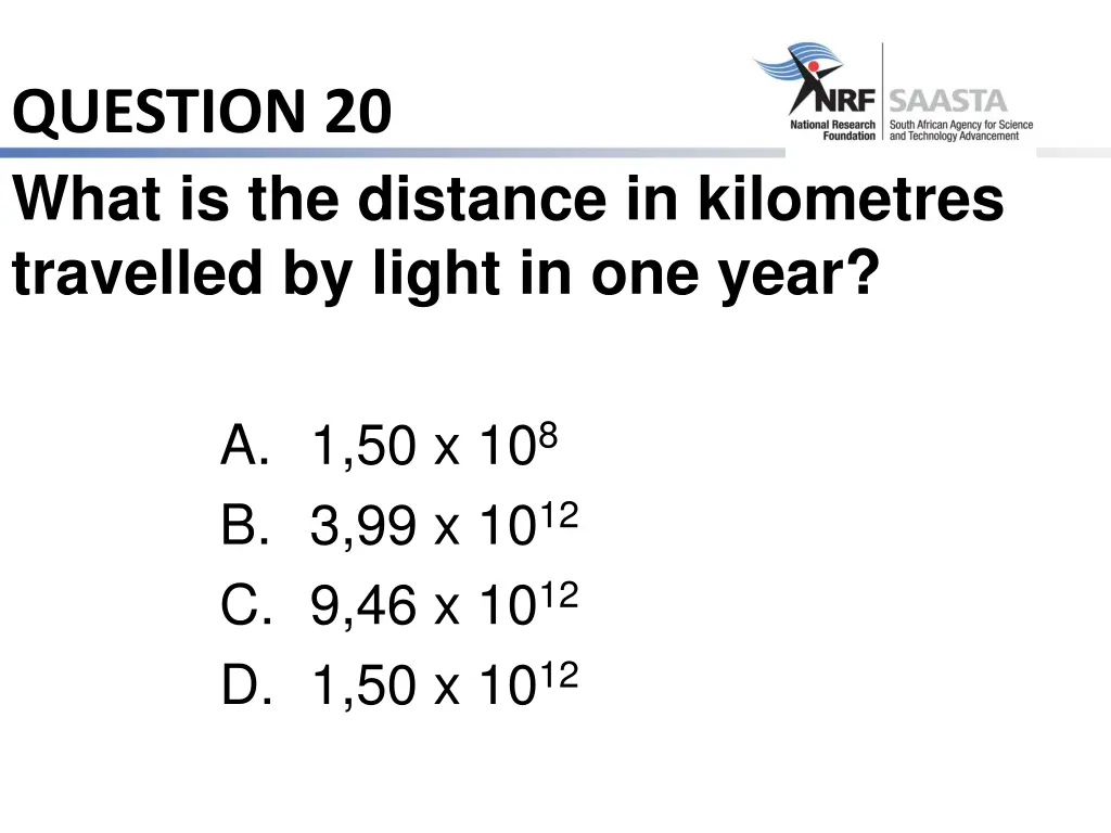 question 20 what is the distance in kilometres