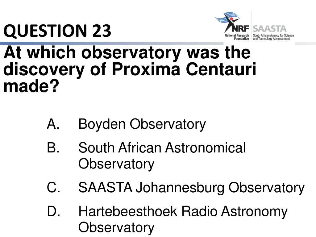 question 23 at which observatory