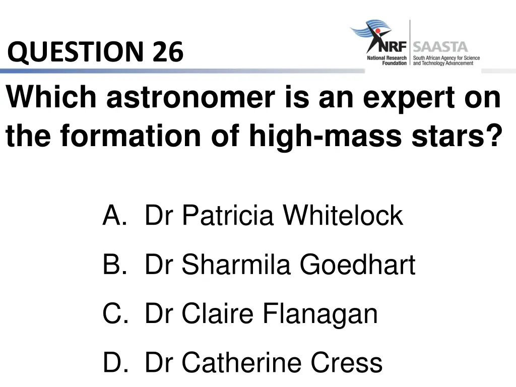 question 26 which astronomer is an expert