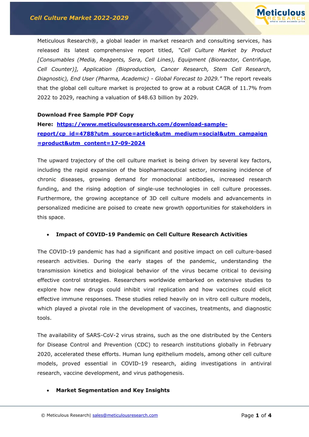 cell culture market 2022 2029