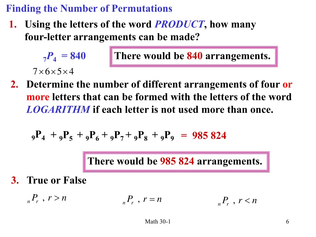 finding the number of permutations 2