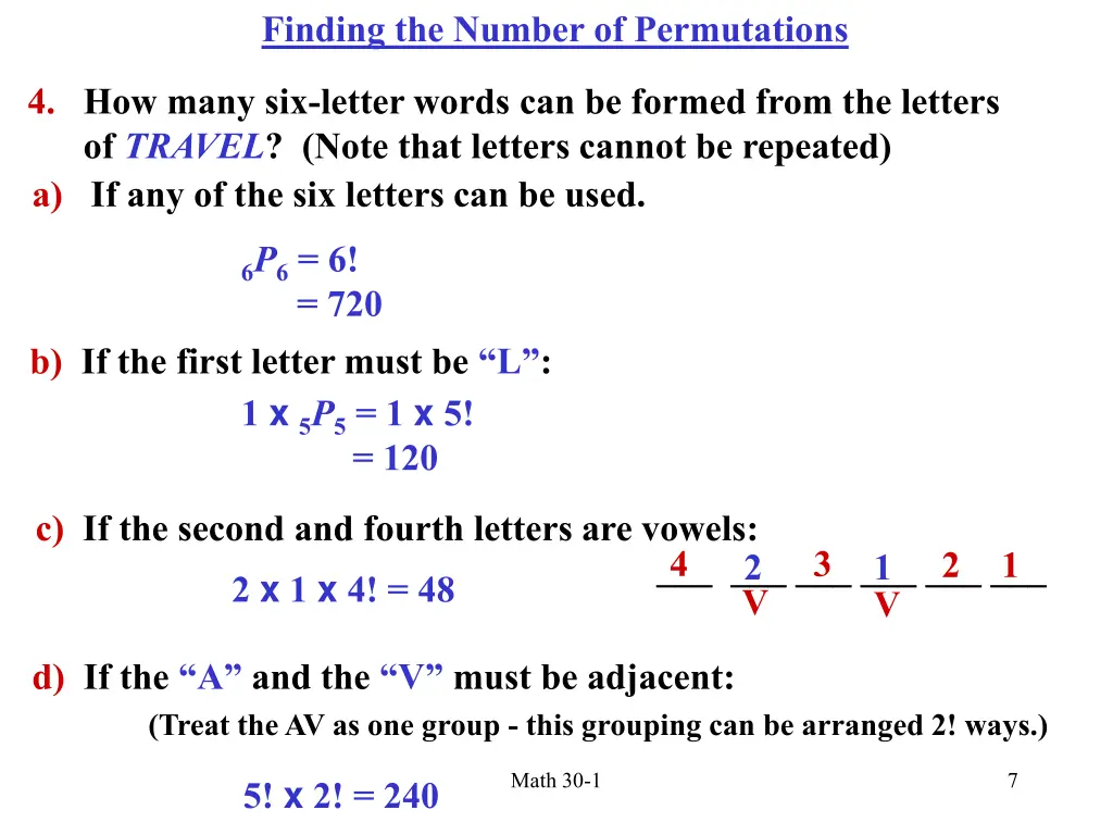 finding the number of permutations 3