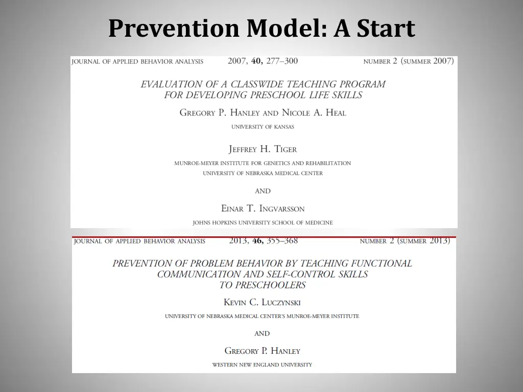 prevention model a start