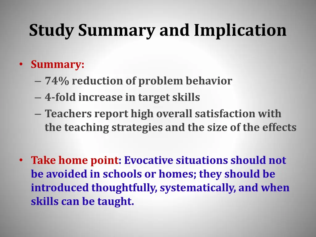 study summary and implication