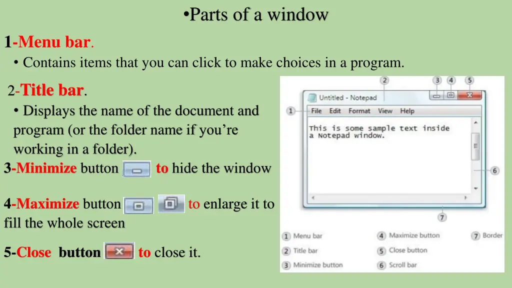 parts of a window