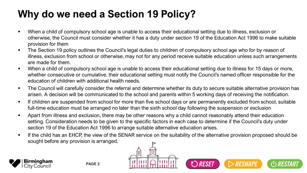 why do we need a section 19 policy