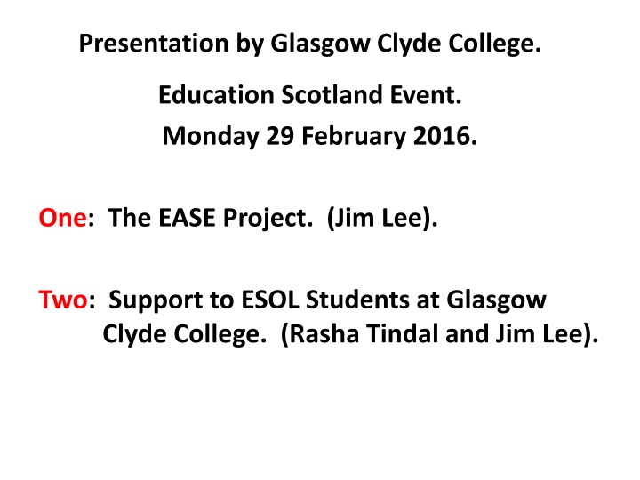 presentation by glasgow clyde college