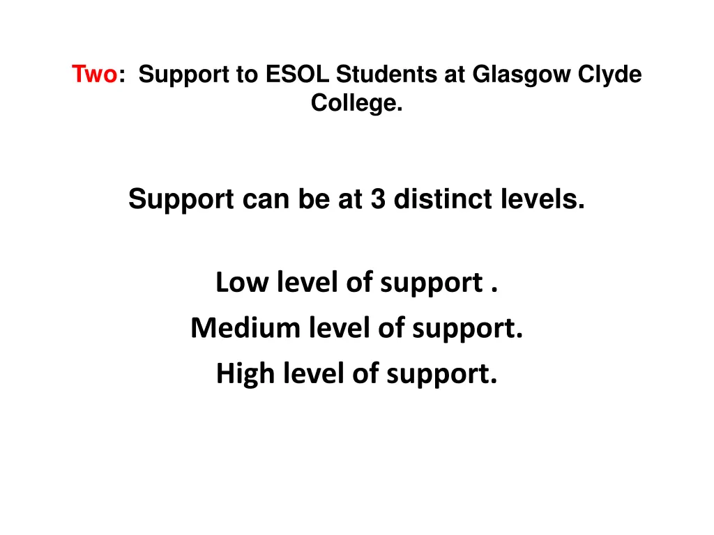 two support to esol students at glasgow clyde