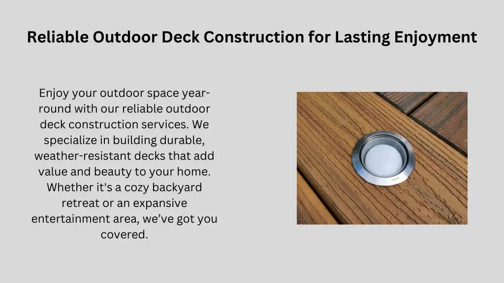 reliable outdoor deck construction for lasting