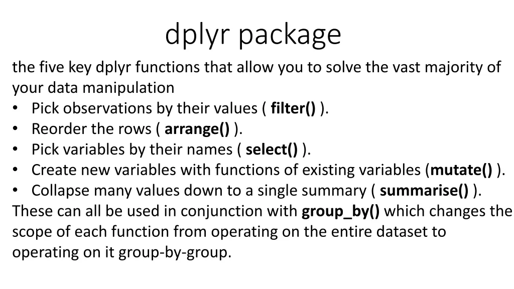 dplyr package 1