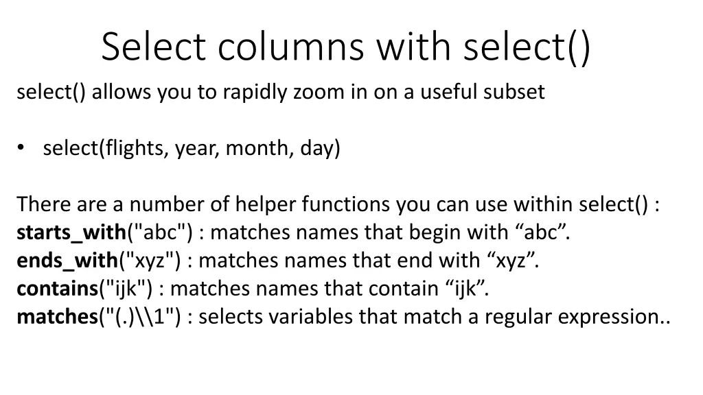 select columns with select select allows