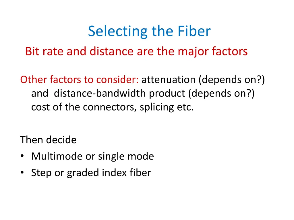 selecting the fiber