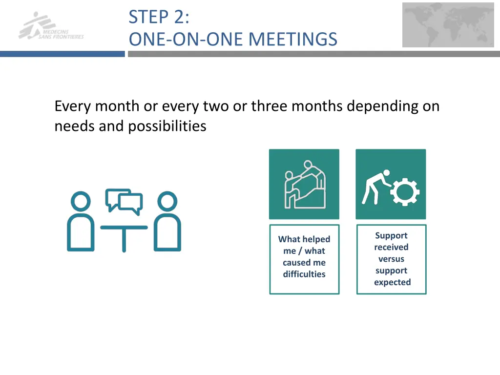 step 2 one on one meetings