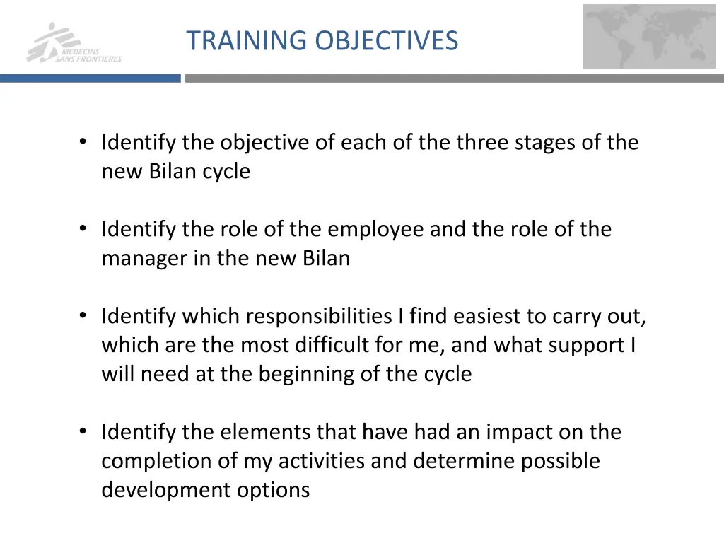 training objectives