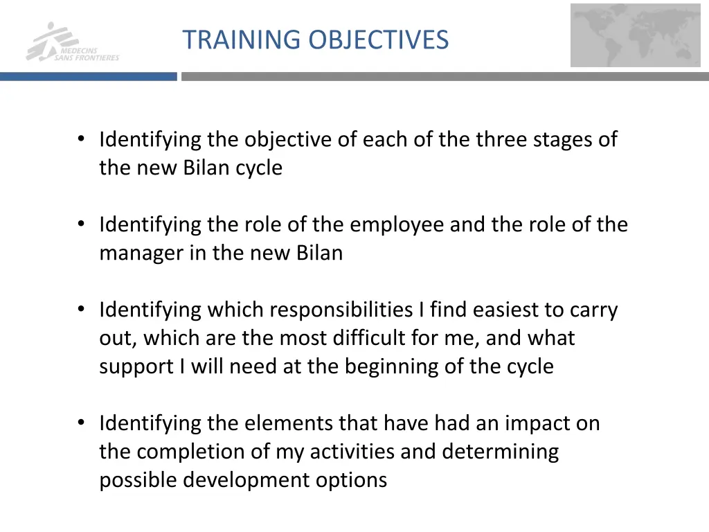 training objectives