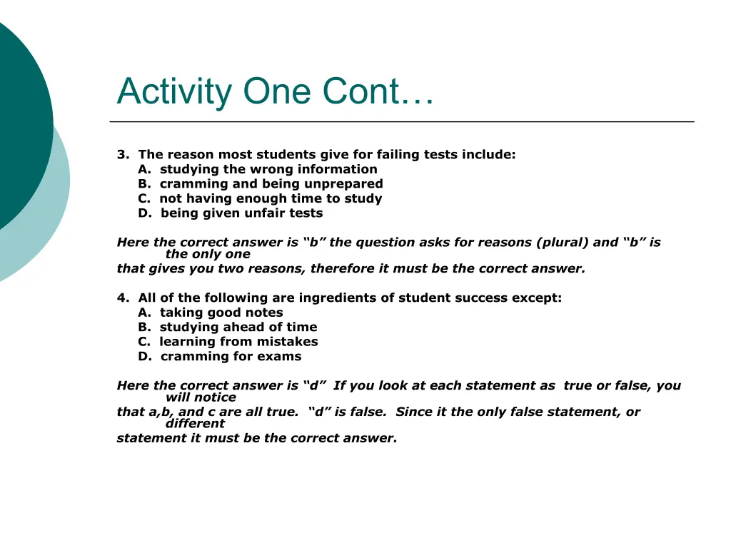 activity one cont